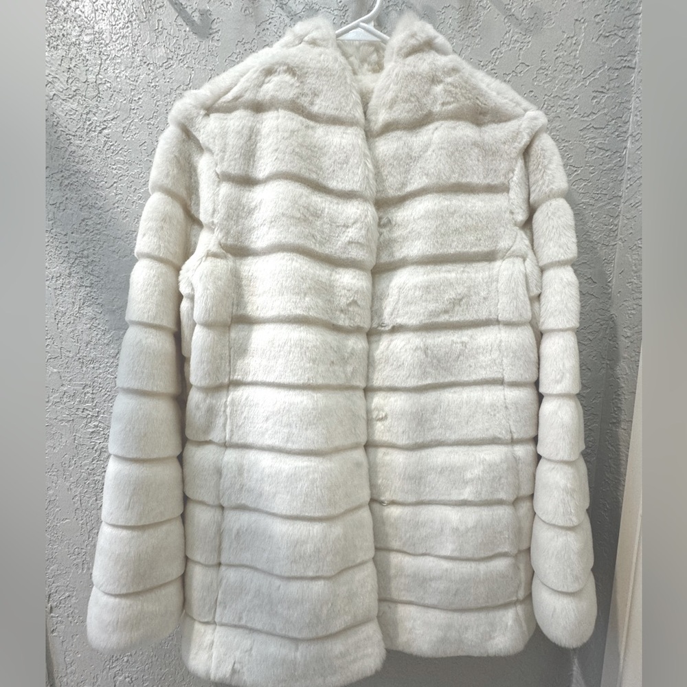 White Faux Fur Coat XS Extra Small